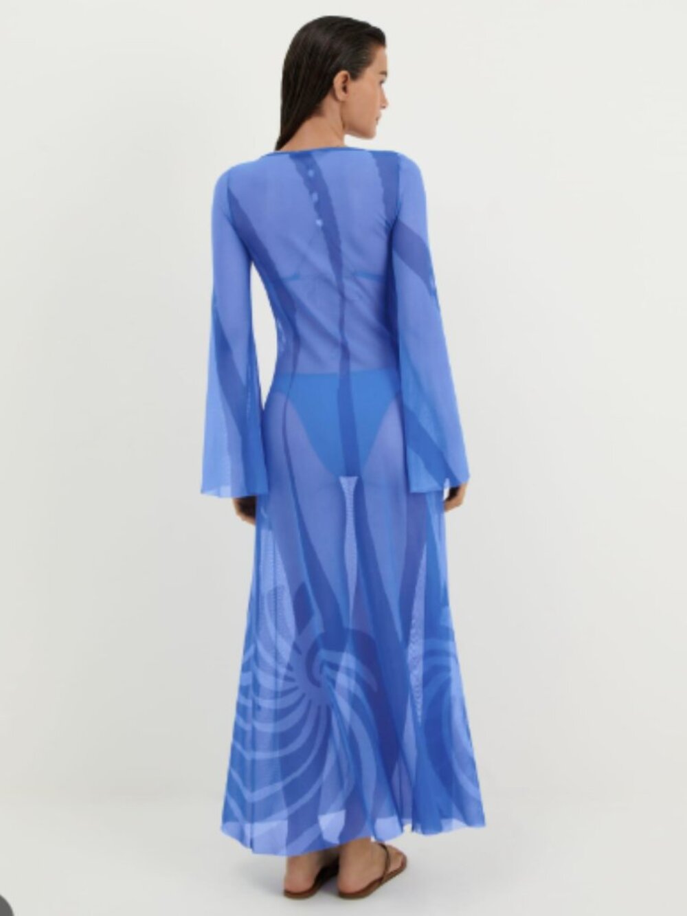 Caroline Constas Blue Mesh Maxi Cover-Up Dress Kaftan Tunic M NEW - Picture 10 of 11
